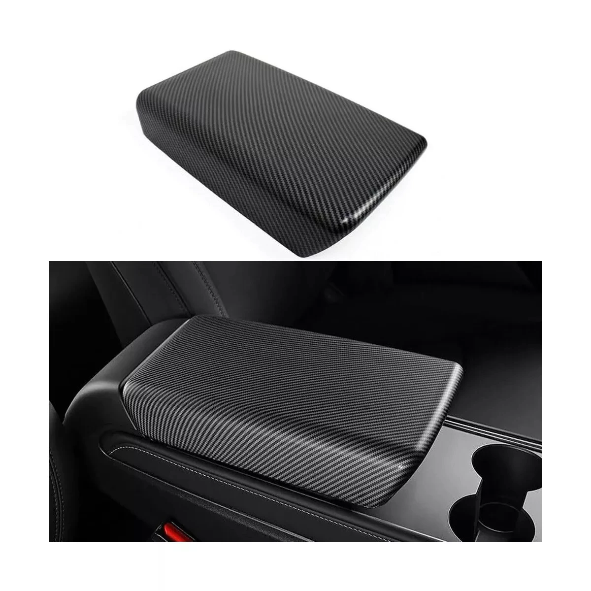 

Carbon Fiber/ABS Car Stowing Tidying Armrest Box Panel Cover Interior Trim For Tesla model 3 Y 2018-2022 Auto