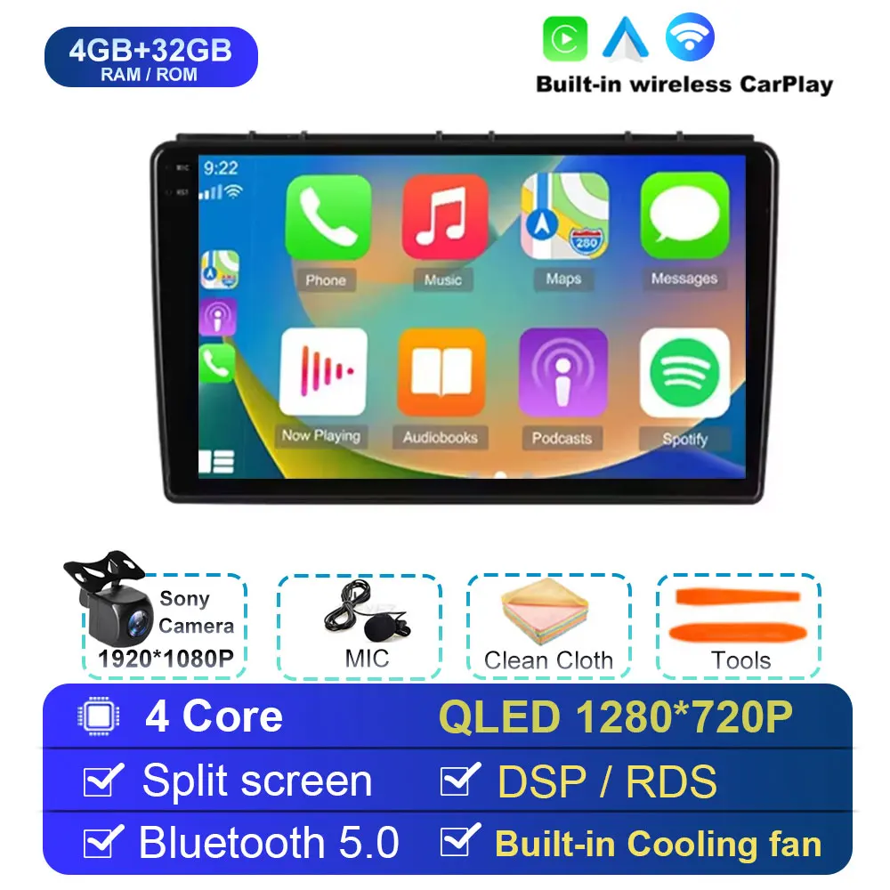 9 inch autoradio Android 15 draadloze Carplay voor Saab 3 2007-2011 multimediaspeler video stereo GPS navigatiescherm 4G WIFI