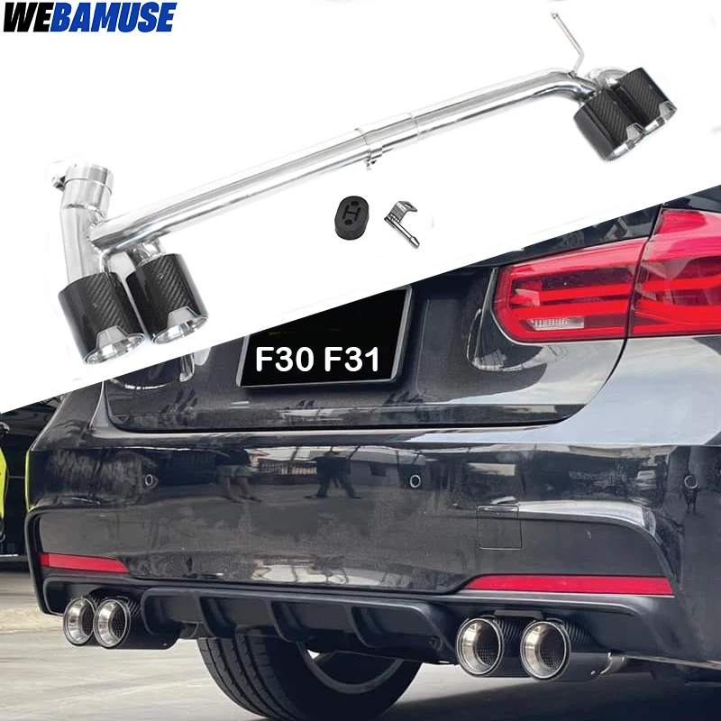 Stainless Steel Quad Muffler For BMW F30 F31 320i 318i 420i Upgraded MT MP Bumper Exhaust Carbon Fiber Exhaust 2013-2016