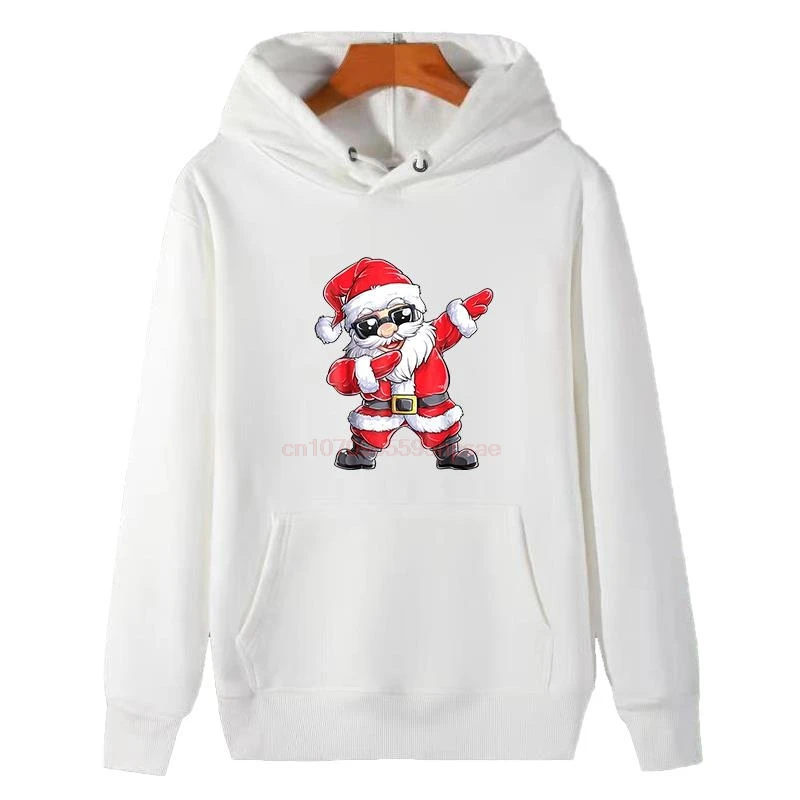 Santa Claus Christmas Graphic Thick Sweater Hoodie Hooded Sweatshirts Cotton Winter Essentials Fleece Hoodie Men's Sportswear