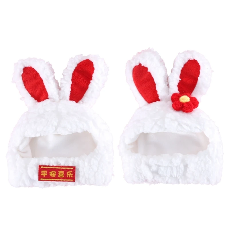 Hat Pet Neck & Ear Warmer Rabbits Caps with Ears Costume Accessories Adjustable Headwear for Cats Puppy Kitten