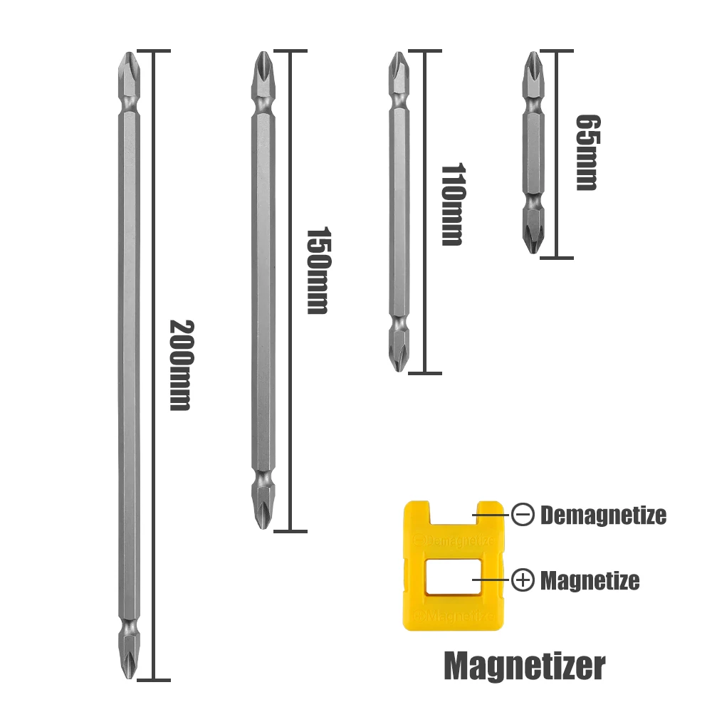 10 Stück 65-200mm Doppelend-Schraubendreher-Kopf bohrer s2 Stahl ph2 Kreuz bohrer starke magnetische Chargen kopfs ätze mit hoher Härte