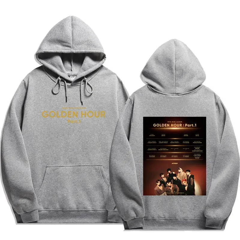 Hot Ateez GOLDEN HOUR part 1 Hoodies Men Fashion Long Sleeve Sweatshirts Men Cool Casual Harajuku Streetwear Pullovers