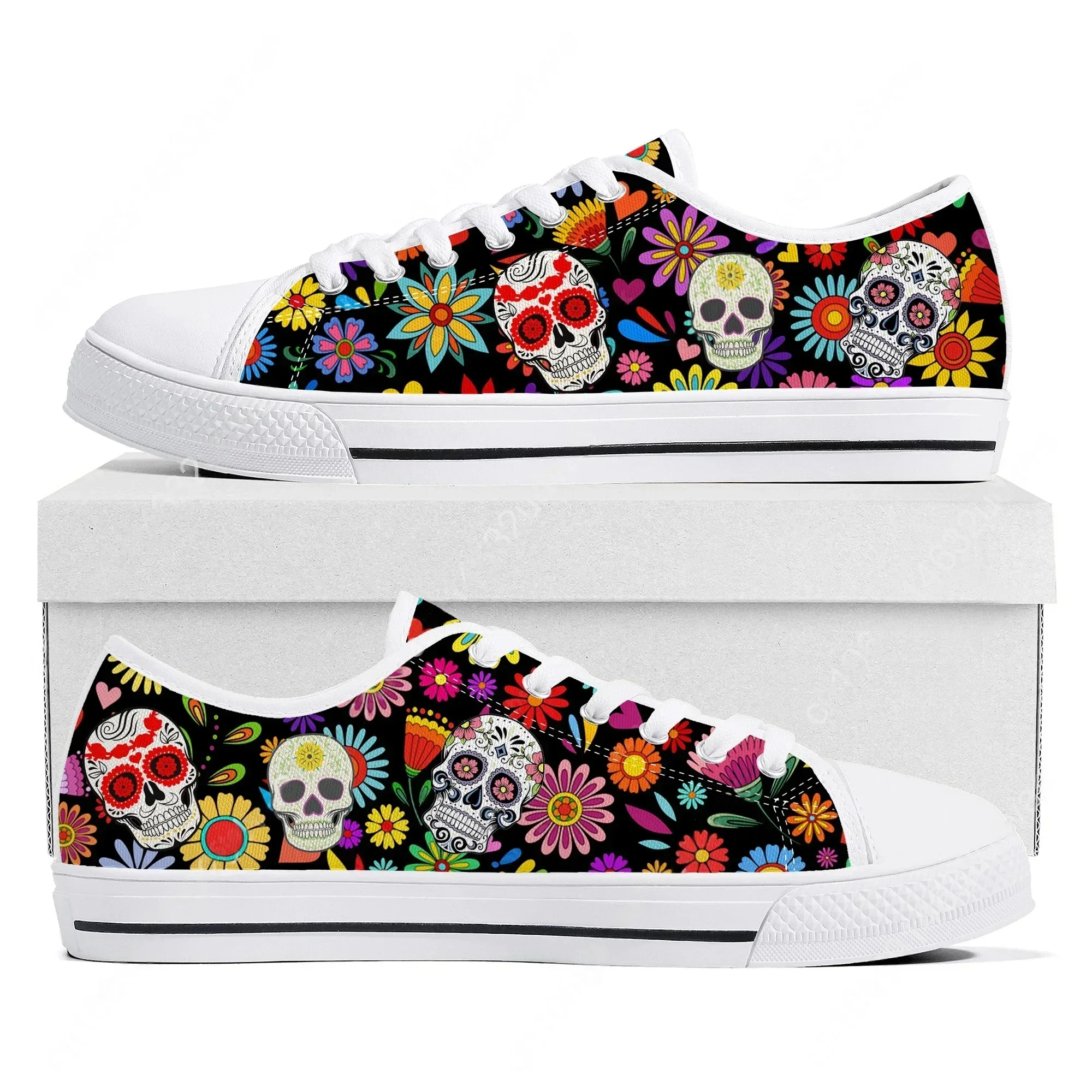 

Day of The Dead Pattern Design Low Top Sneakers Men Women Teenager High Quality Shoes Canvas Sneaker Couple Custom Made Shoe