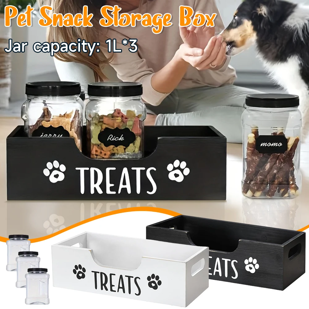 

Airtight Large Capacity Dog Treat Bin Wooden Pet Snack Storage Holder Transparent Window Custom Labels for Gift Accessories