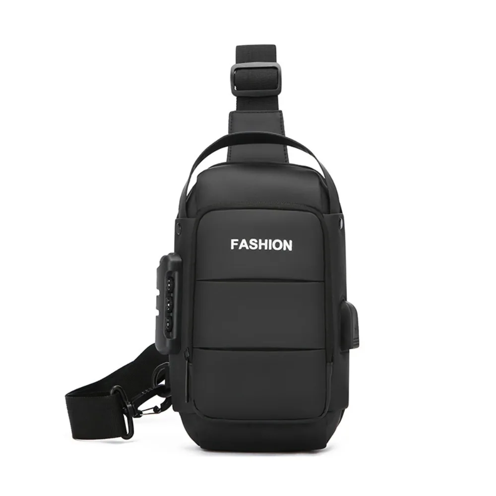 

Anti-theft Men's Chest Bag Adjustable Strap USB Charging Port Password Sling Bag Multi-storey Waterproof Shoulder Crossbody Bag