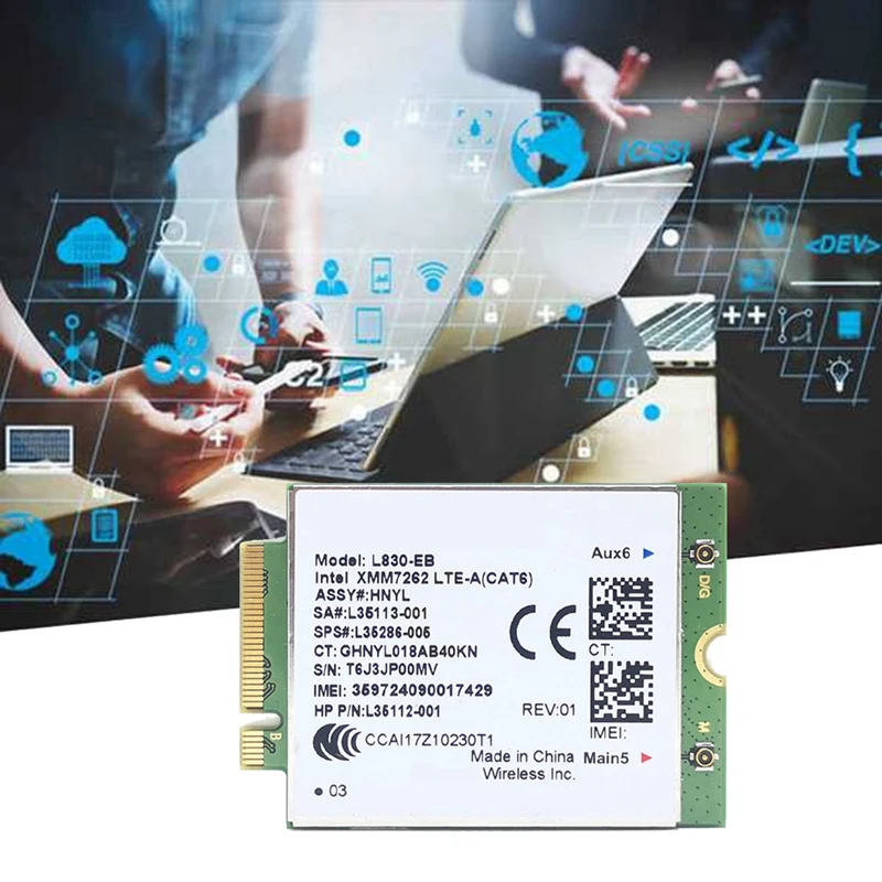 L830-EB WIFI Card+2Xantenna 4G LTE L830 L35286-005 LTE Module Cat6 300Mbps For HP 640 650 G5 840 846 850 G6 X360 830