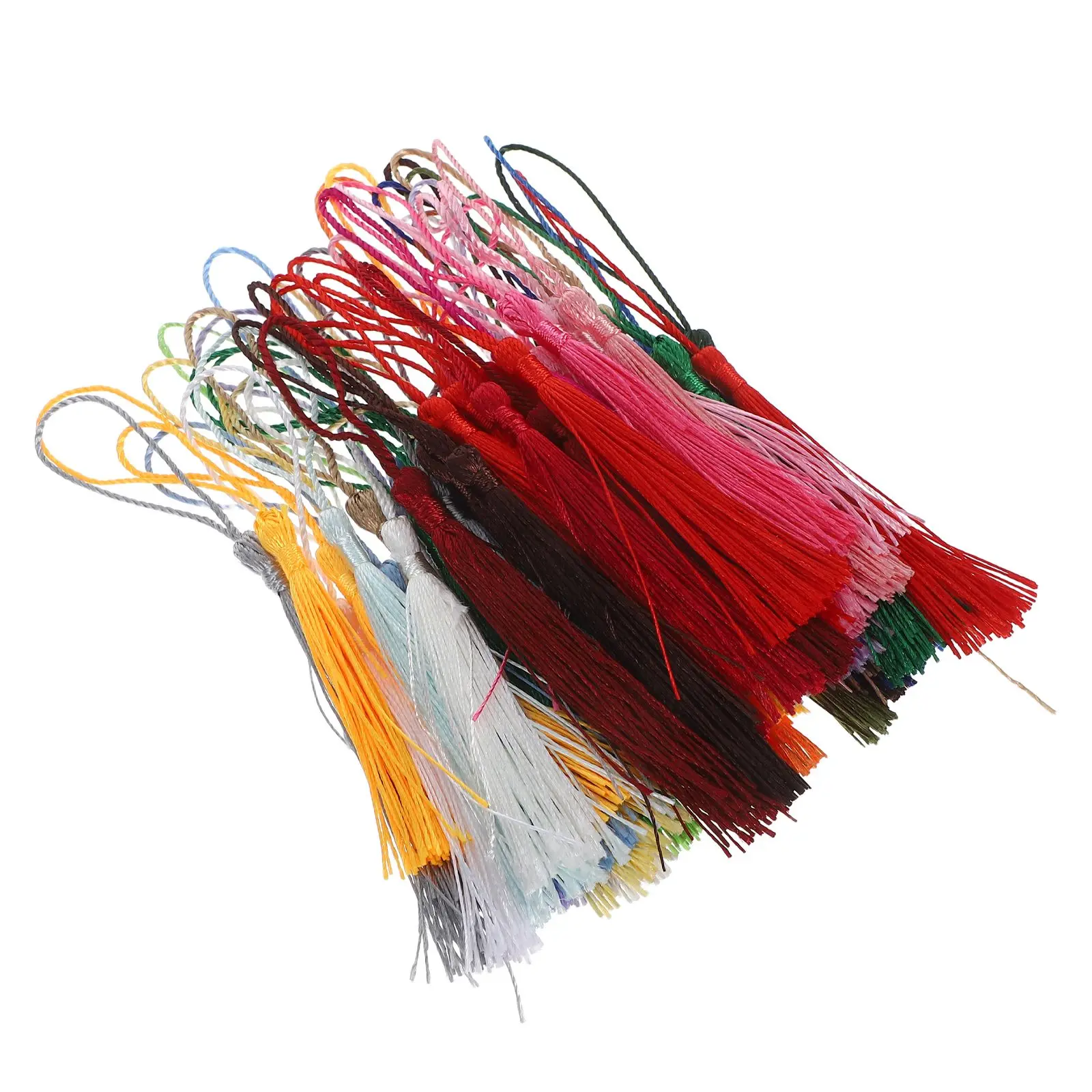 

50 Pcs Chinese Knot Tassels Handmade Silk Colorful Decorative Key Rings Bookmarks Craft Jewelry Accessories