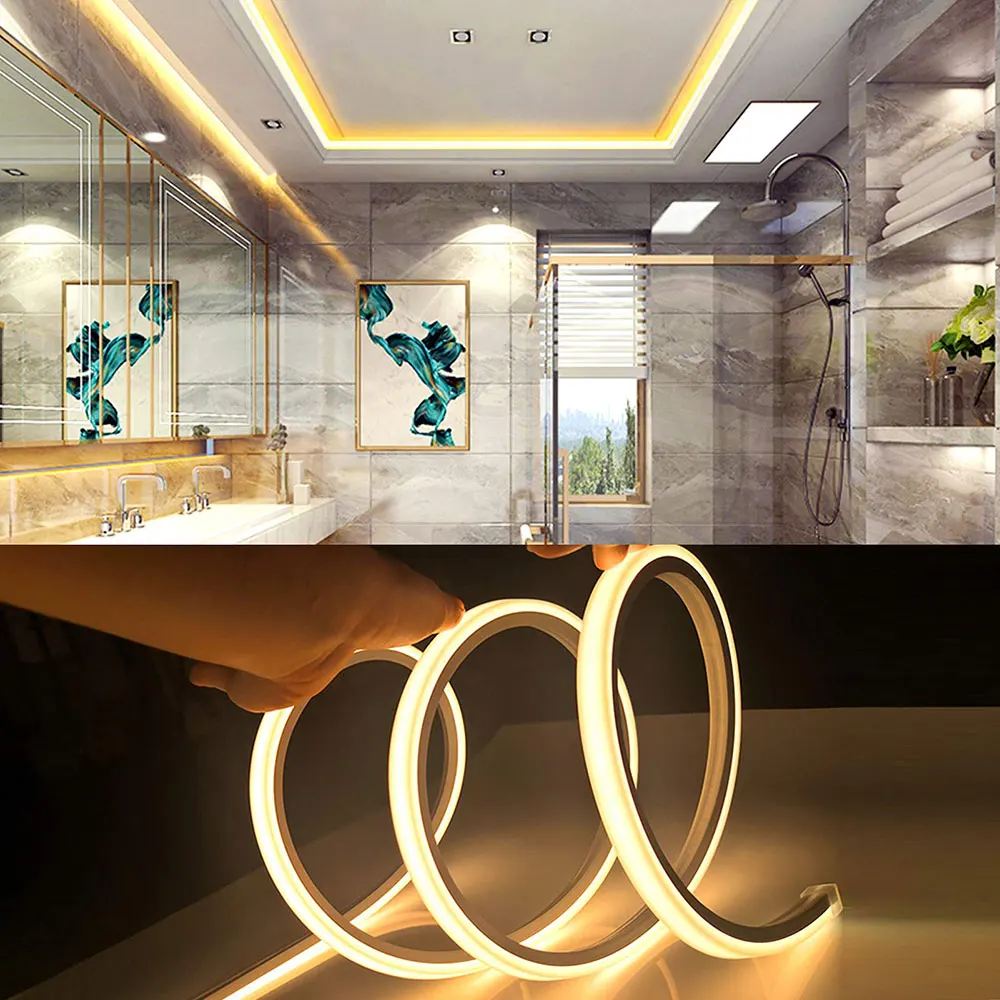 Waterproof Black LED Neon Silicone Cord Light Tube LED Light Strip Flexible Tube for Home Room Bedroom Lighting Decoration