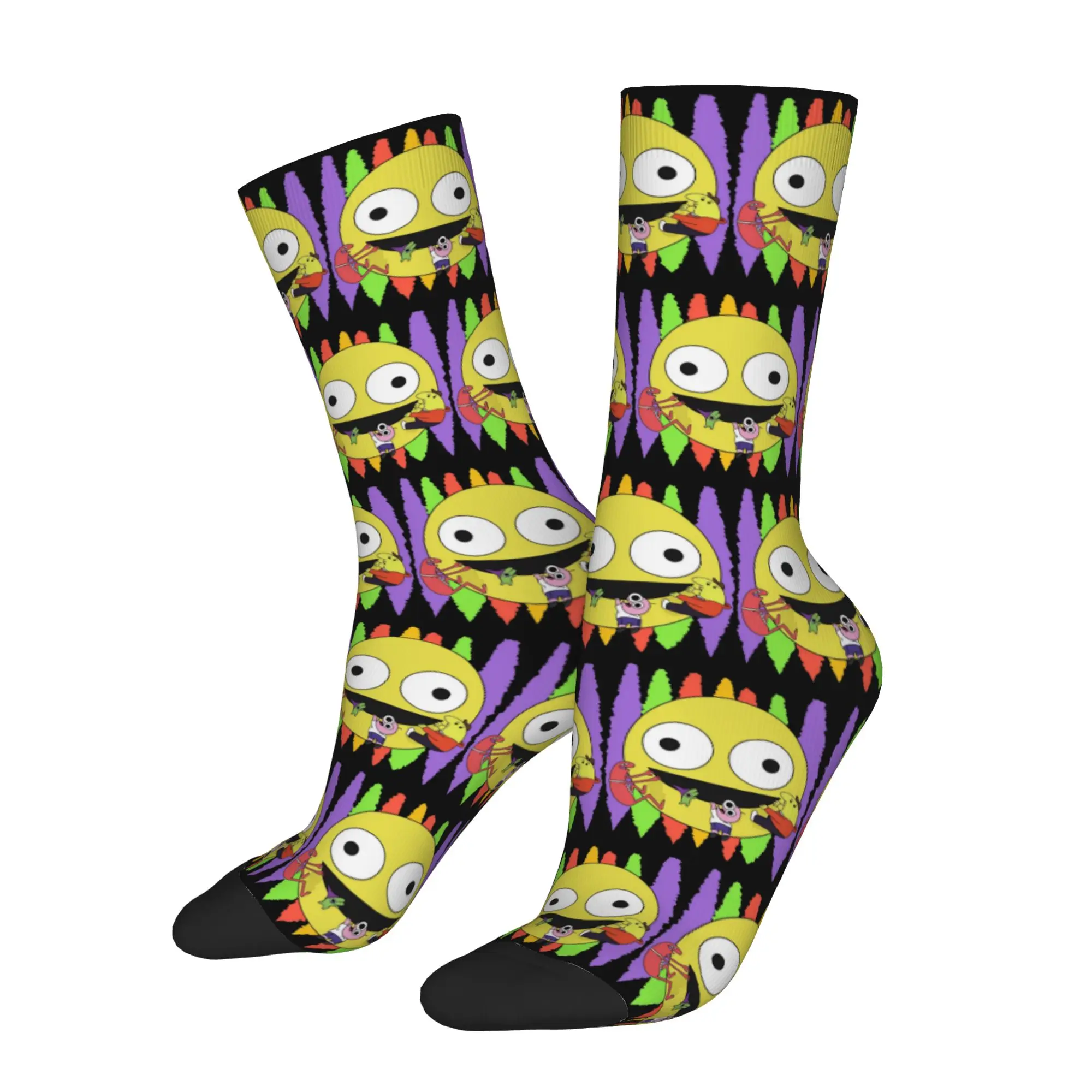 Funny Cartoon Smiling Friends Logo Sports Socks  Polyester Long Socks for Unisex Sweat Absorbing
