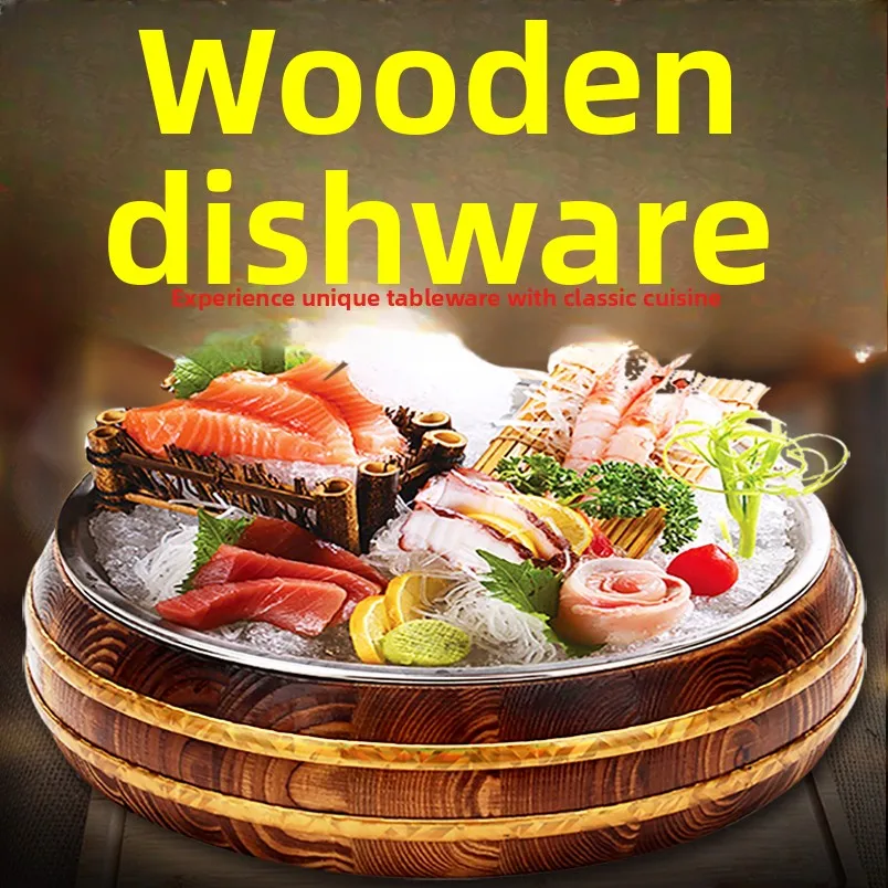 

Деревянная миска Sui Saimi, корейская японская кухонная тарелка, рисовая верхняя часть, деревянная бочка, большая деревянная тарелка для риса Chien