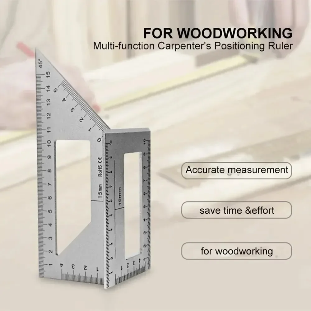 T-Type Woodworking Gauge Ruler Measurement Tool 45 90 Degree Gauge Rule Carpentry Scribe Mark Line Multifunction Ruler