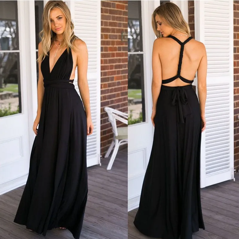 V Neck Backless Gown High Waist Nameless Style with Party Dress Sexy High Temperature Setting Pullover Backless Dress for Women