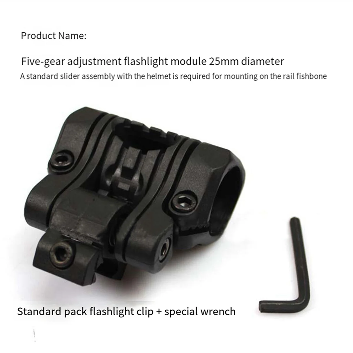 Helmet Special Lighting Flashlight Rail Helmet Accessories 25mm 5 Position Torch Clamp Torch Holder,Black