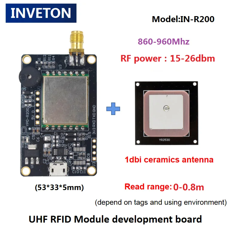R200 UHF RFID Card Tag Reader Writer 860-960Mhz TTL EPS32 UHF RFID