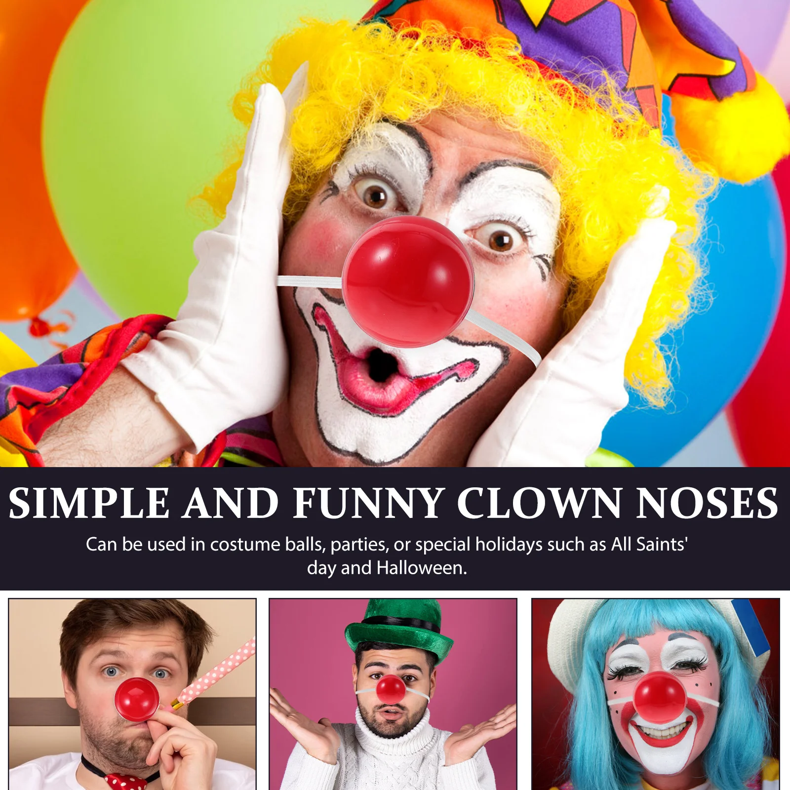 5 Pcs Red Nose Funny Clown Halloween Clothes for Kids LED Christmas Accessories Makeup