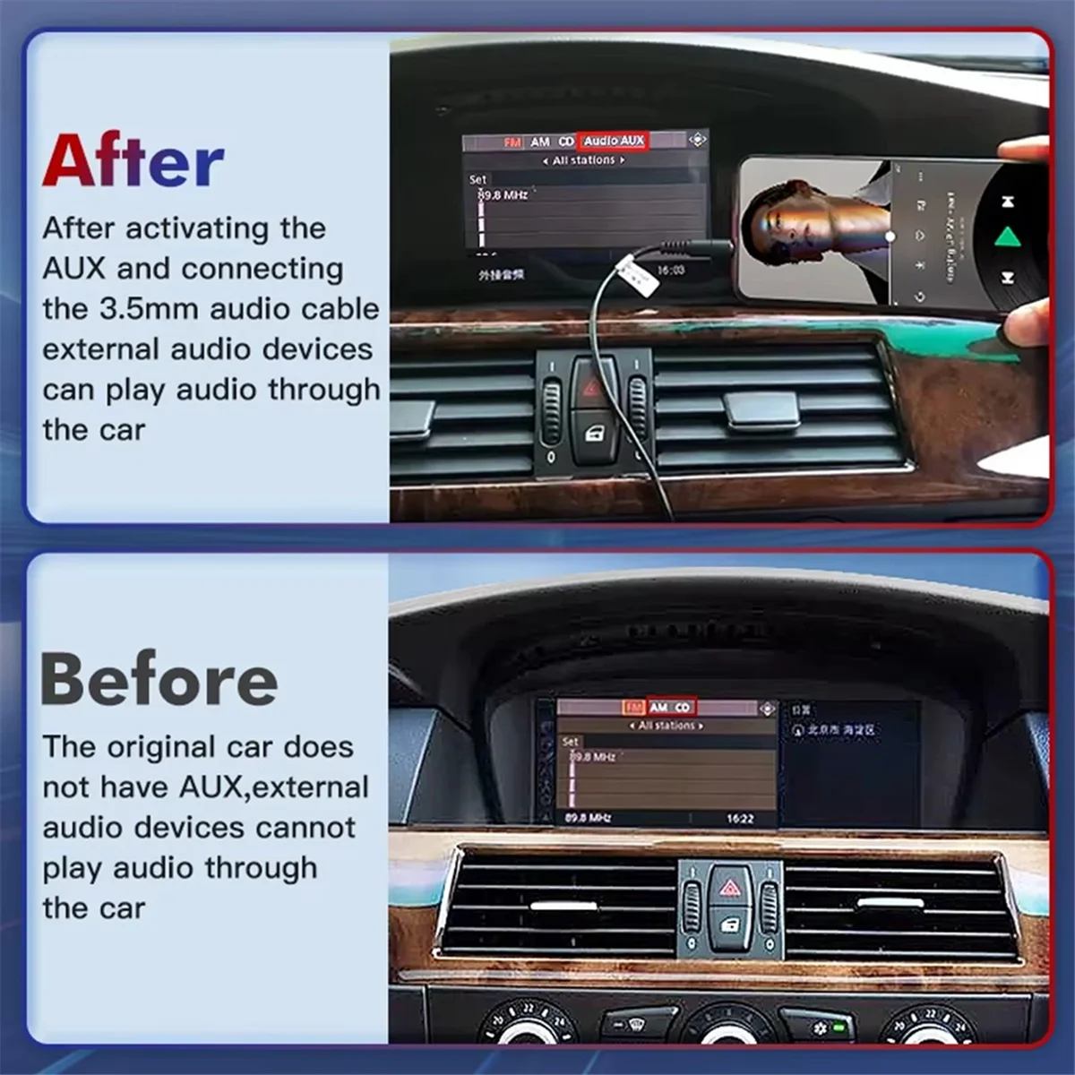 

Адаптер Aux Activator E60 Open Aux Audio автомобиля для аксессуаров Super Deal