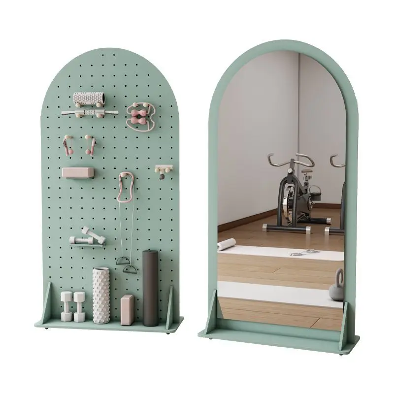 Cave board fitness equipment yoga sports storage rack household movable mirror floor double mirror storage rack
