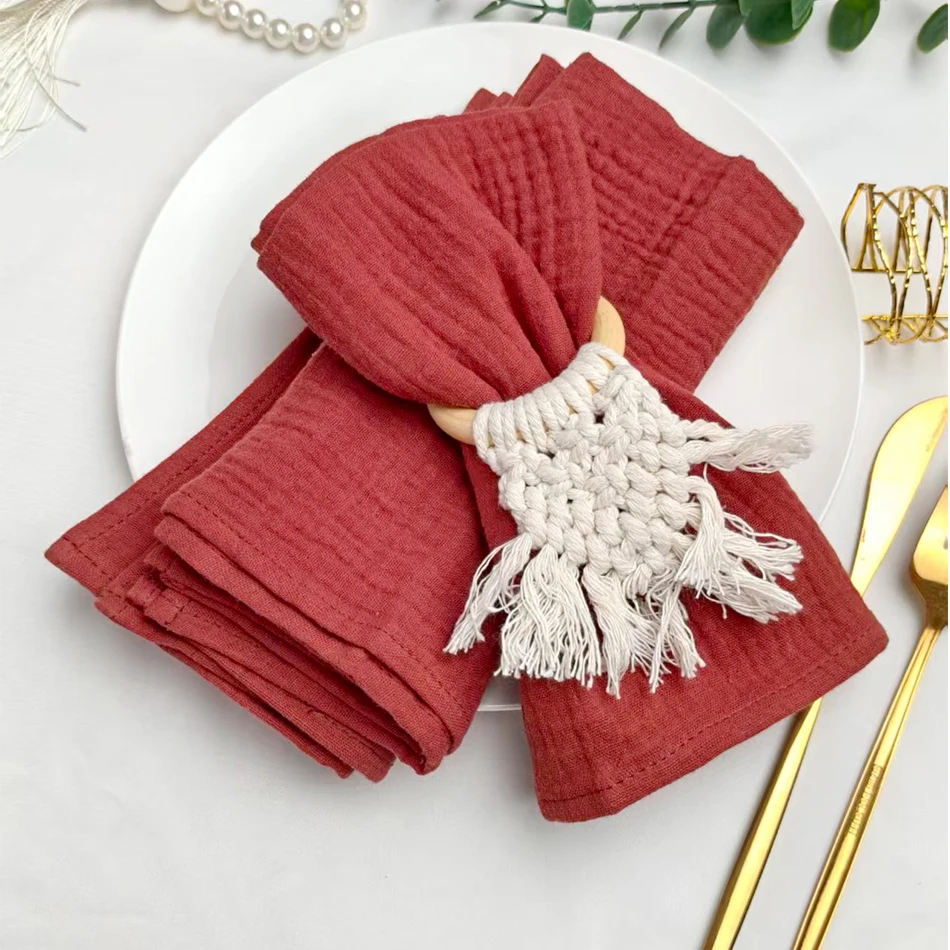 24PCS Sage green Cotton Wedding Napkins Cloth ,40x40cm Durable Gauze Table Napkin, for Wedding Kitchen Party Birthday Decor