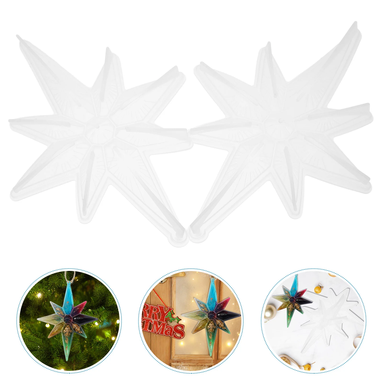 Christmas Wax Molds Octagonal Star Hanging Decoration Moulds White Silica Gel