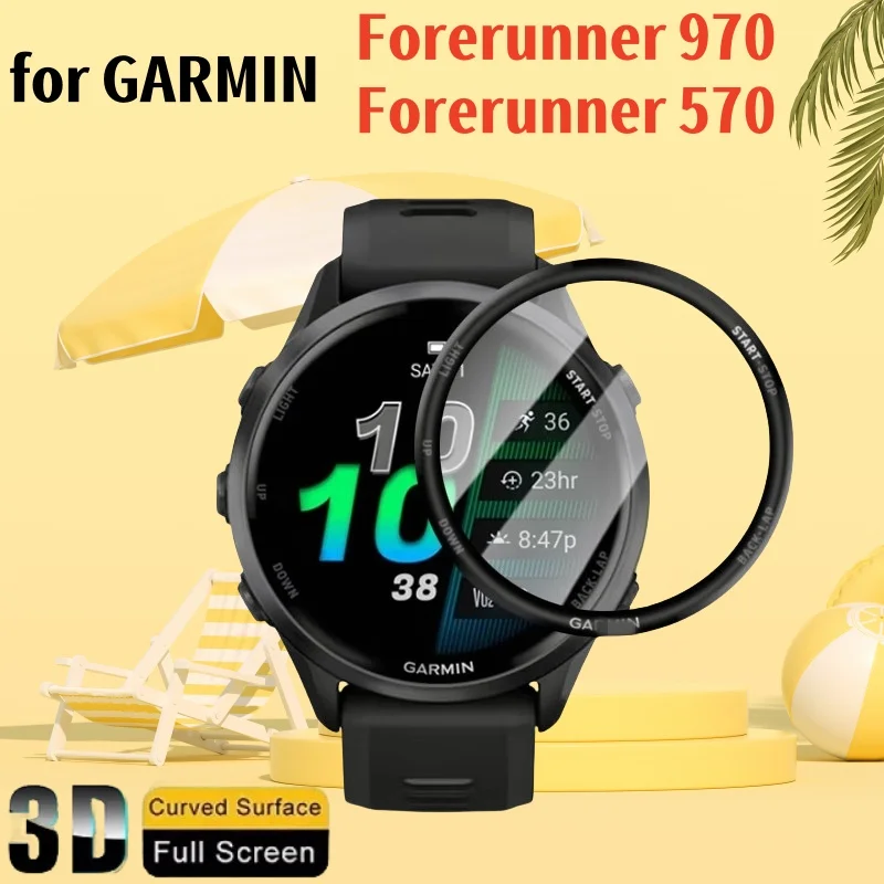 3 SZTUKI zakrzywionych krawędzi ekranu 3D do inteligentnego zegarka Garmin Forerunner 970 / Forerunner 570 Pełna folia ochronna
