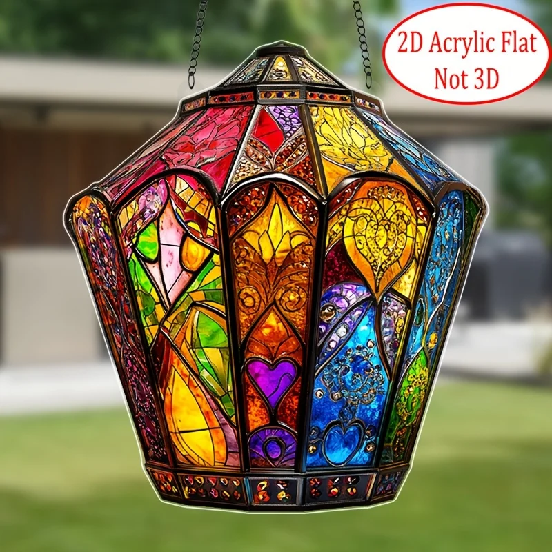 Bohemian-style Lantern 2D Acrylic Light Catcher Hanging Design For Unique Home Decoration Porch Party Art Piece Creative Gift