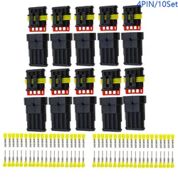 10 sets Kit 4P 4Pins Way AMP 1.5 Super seal Waterproof Electrical automotive Wire Connector Plug for car Motorcycle