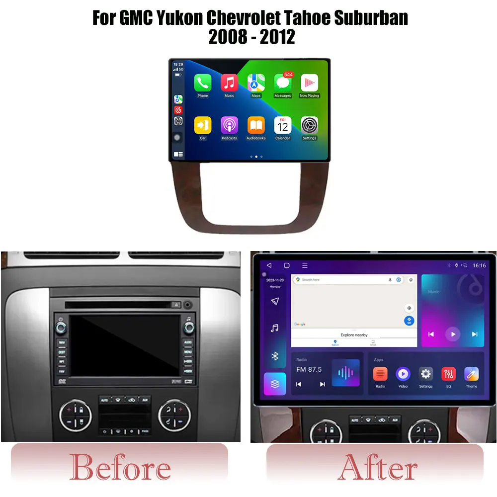 Android 15 Car Radio For GMC Yukon Chevrolet Tahoe Suburban 2008 - 2012 13.1Inch Screen GPS Navigation Wireless Carplay 4G WIFI