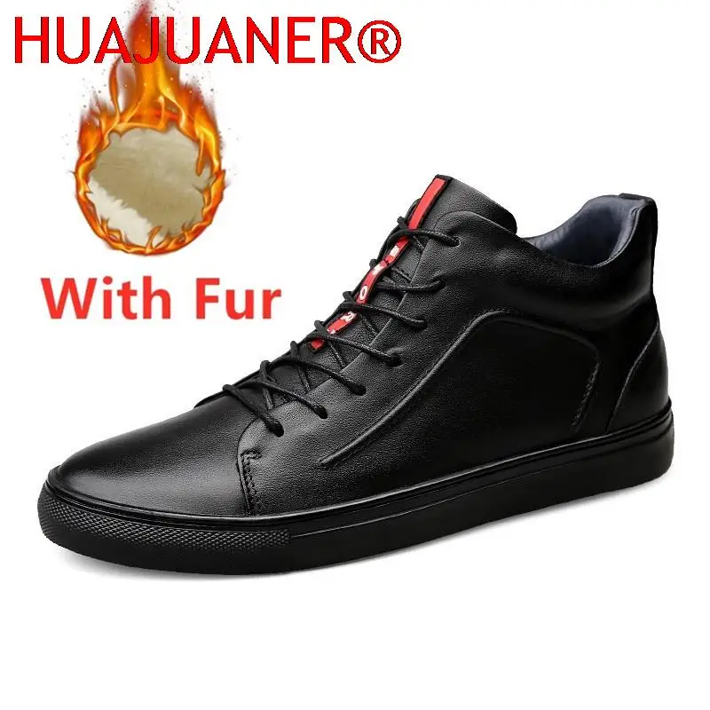 Autumn Winter Hot Fashion Mens Sneakers Lace-up Leather Casual Shoes Men Trend Comfortable Flat Designer Ankle Footwear Big Size