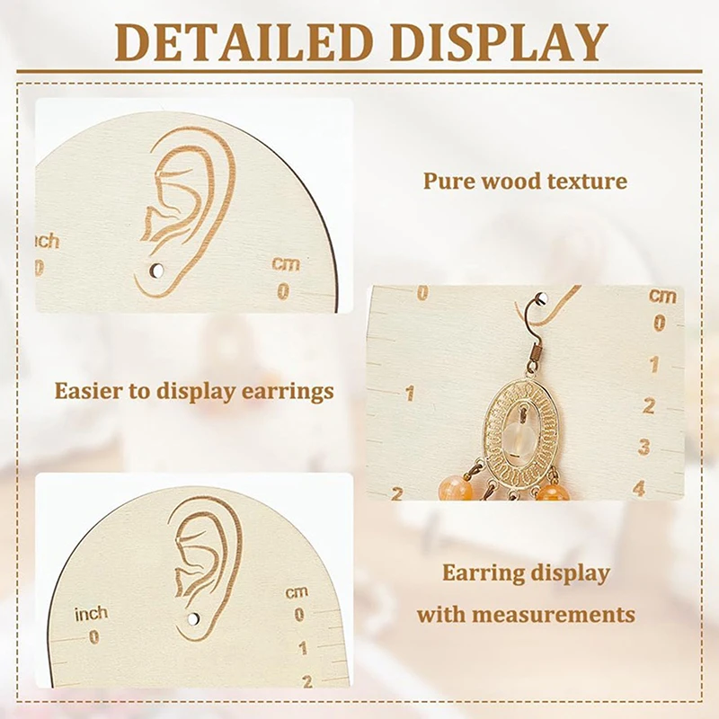 Earring Measurement Display Stand Wood Ear Stud Stand Earring Organizer Frame With Measurement Arch-Shaped Earring Holder