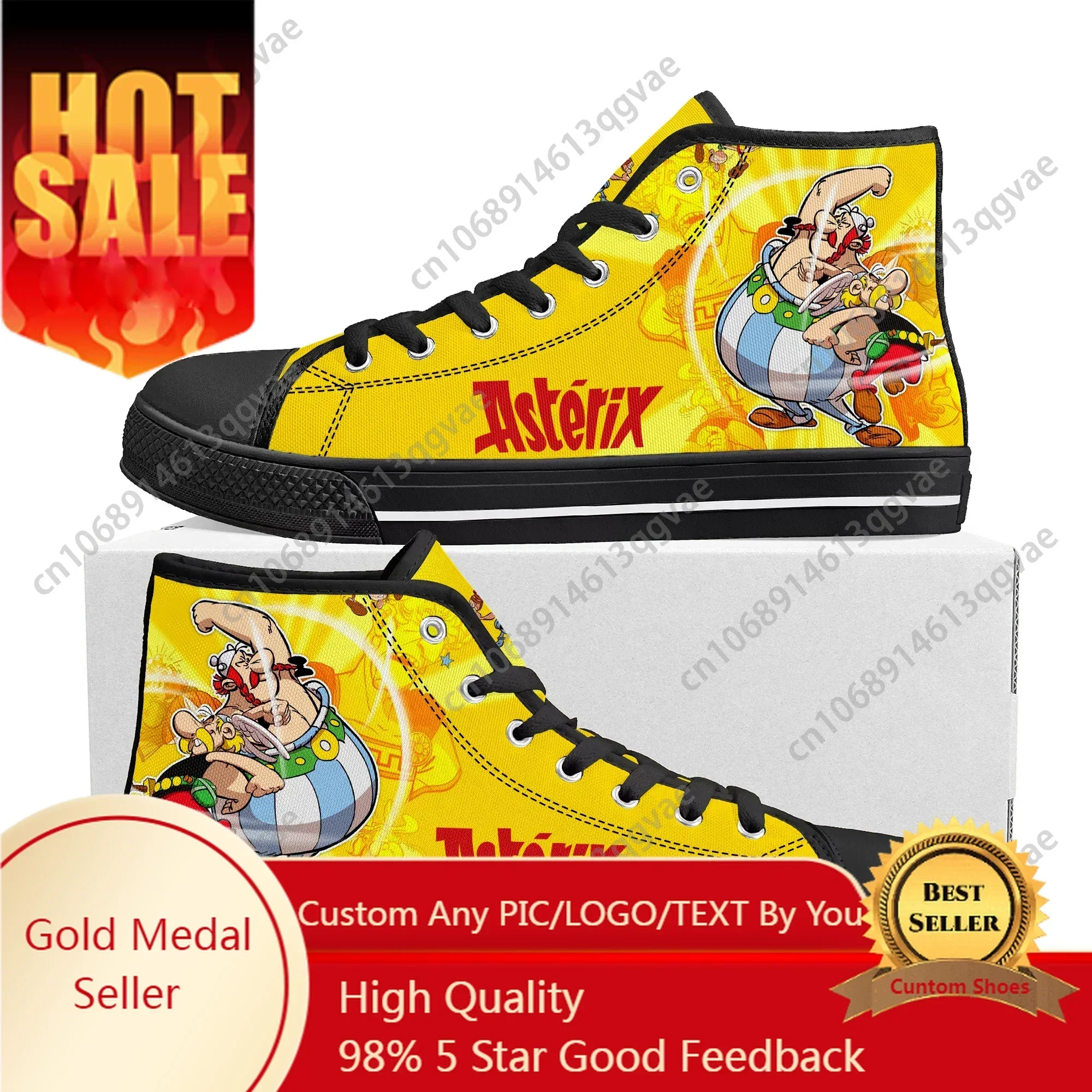 

Asterix Adventure Obelix High Top Sneakers Men Women Teenager High Quality Canvas Sneaker Anime Cartoon Casual Custom Made Shoes