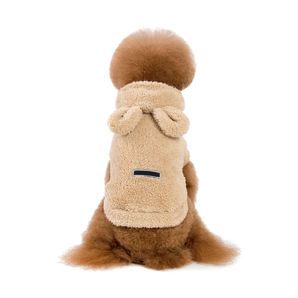

Dog Clothes Winter Fleece Pet Apparel Bear Ears Hooded Sweater Comfortable Elasticity Apricot for Outdoor Photos