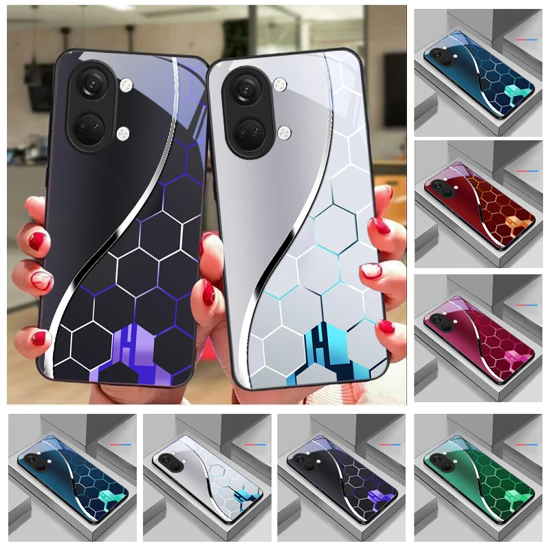 

Purple honeycomb pattern For OnePlus 6 6T 7 7T 8 8T 9 10 Pro 11R 12R 13R Nord CE 2T 2 3 Lite N20 N30 Ace 2 3 2V Glass Phone Case