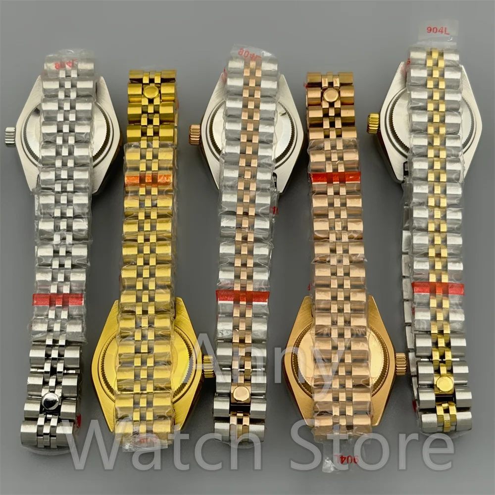 Lady's NH05 Watch Part 28mm Steel Watch Case Diamond Bezel Sapphire Glass Fit NH05 NH06 Movement For Women's 20.5mm Dial