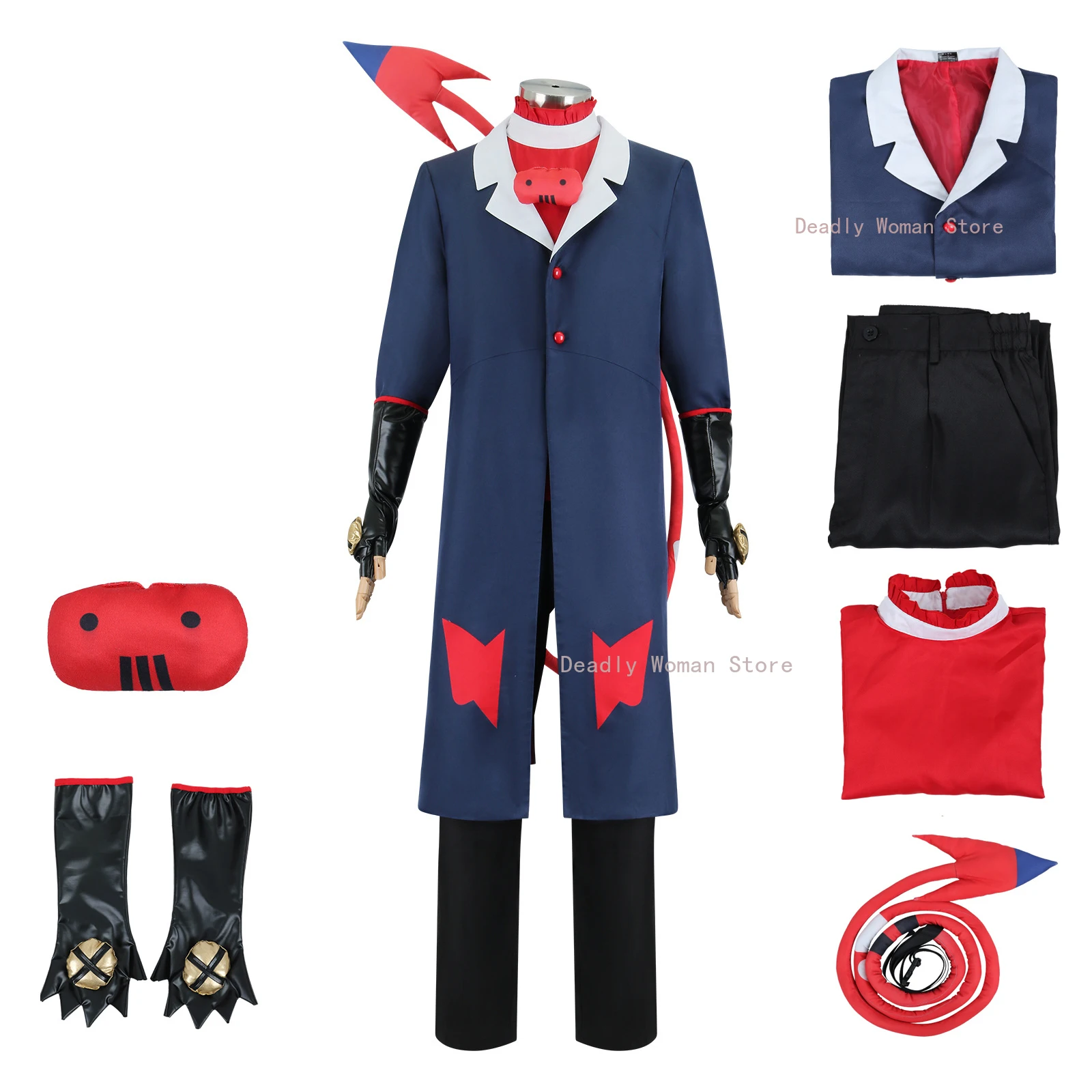 

Hazbin Cosplay Costume Hotel Helluva Boss Blitzo Cosplay Costume Tail Full set Uniform with Tail Halloween Outfit for Men Women