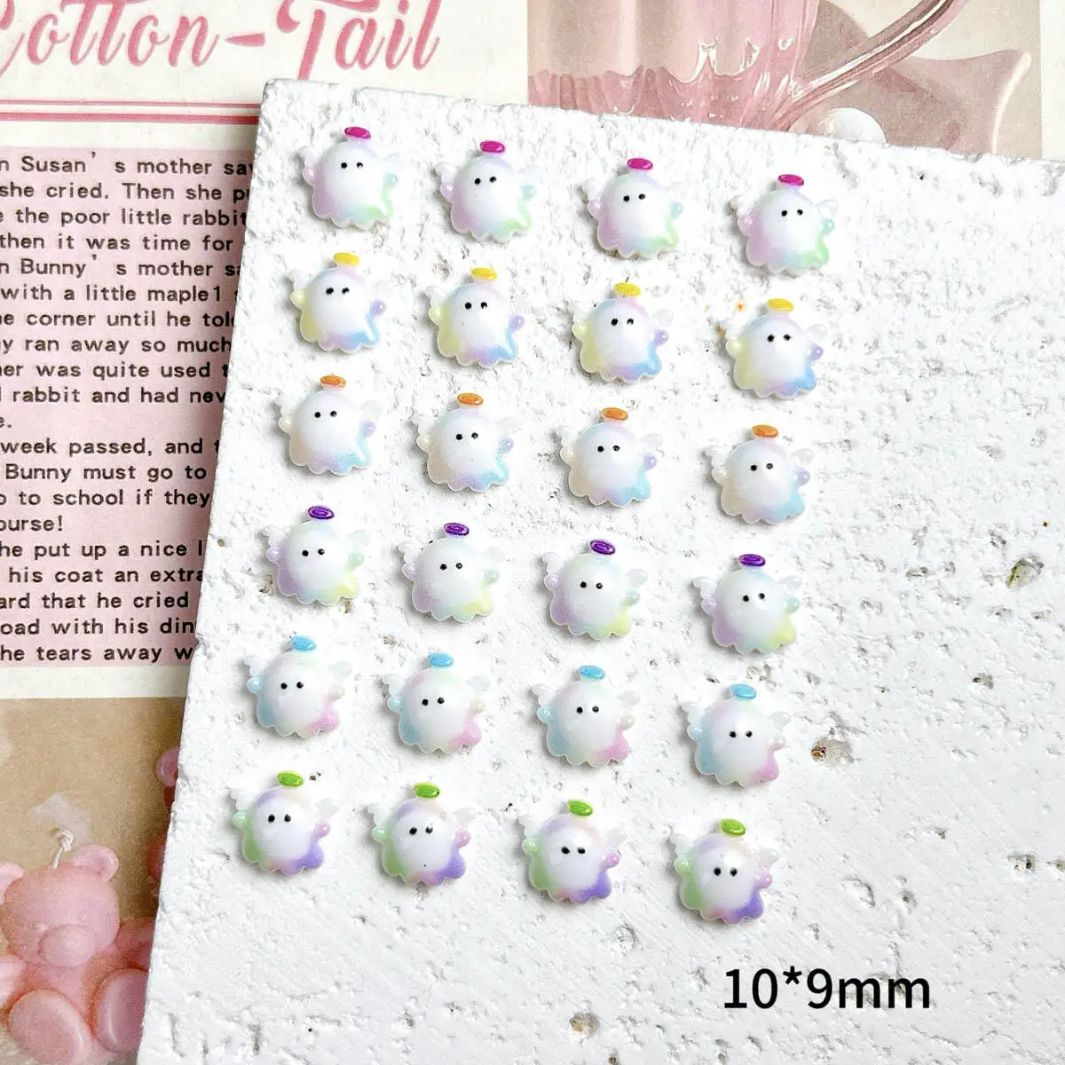 Abalorios para uñas de Ángel pequeño de colores con bonitos dibujos de resina 3D, piezas de decoración para uñas mixtas de Ángel regordete, suministros para manicura DIY