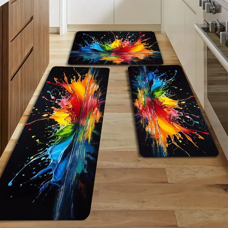 

1PC Art Pattern Kitchen Rugs Non-Slip Home Door Mats Pop design Bathroom Rugs Bath Mat Carpet for Home Sink Laundry Decor
