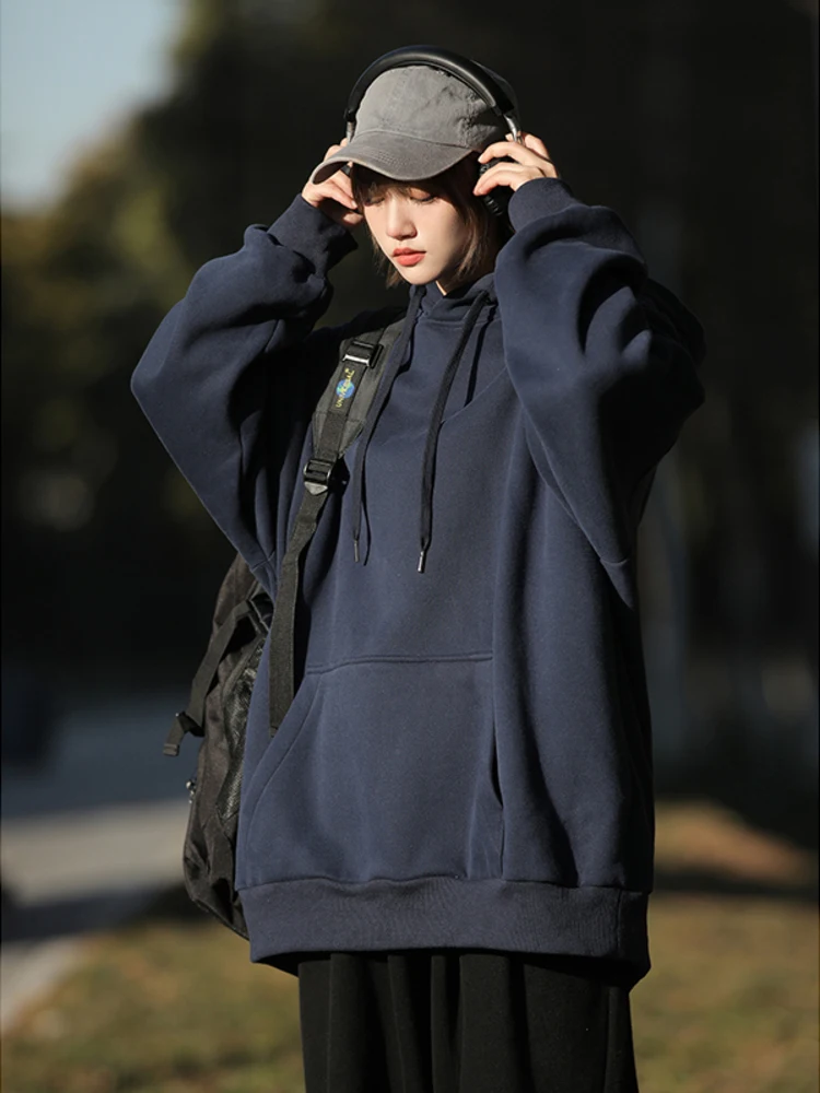 8-farben Hoodies Frauen Frühling Koreanischen Stil Kordelzug Lose Solide Einfache Streetwear Alle-spiel Warme College Kleidung Freizeit Chic