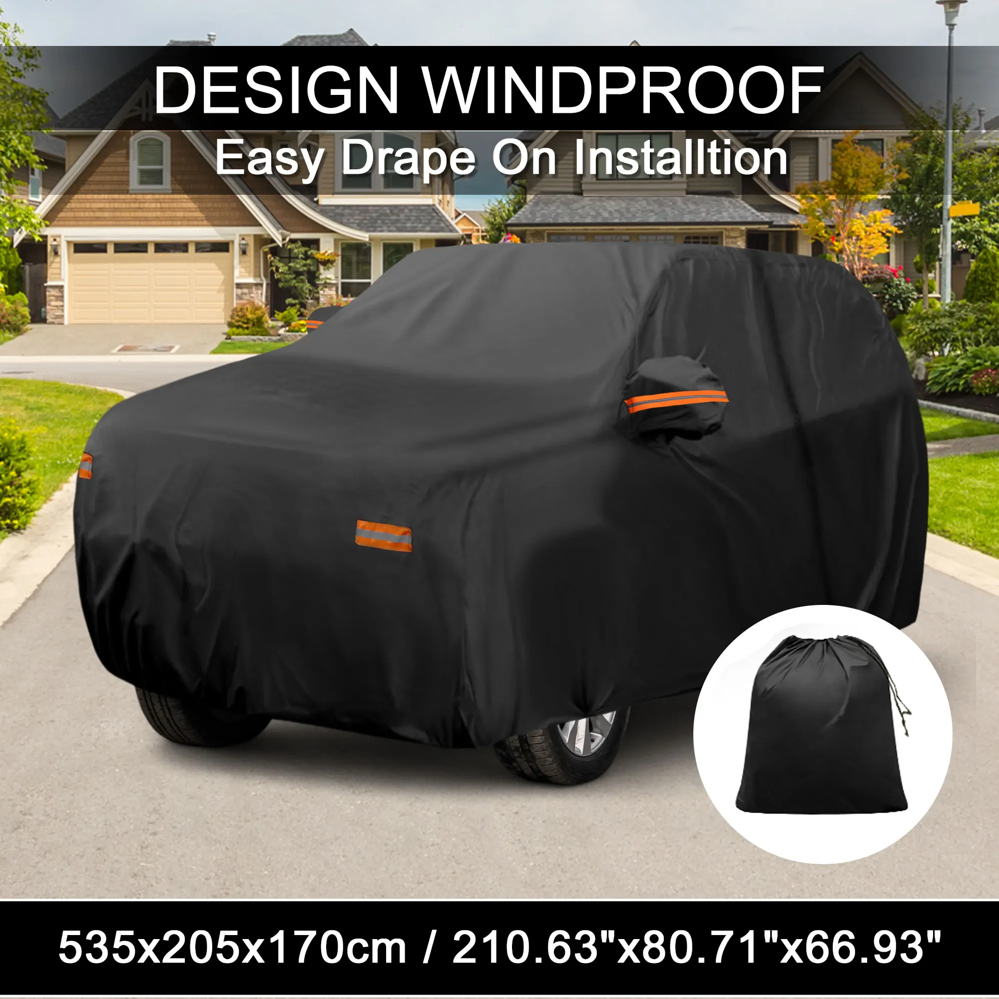 غطاء سيارة Motoforti خارجي مقاوم للماء للحماية من الشمس والمطر مع سحاب باب الجانب الأيسر 210D-PU لسيارة Toyota Sequoia #3