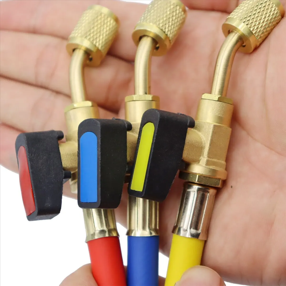 

[CNIM] 2 шт. шлангов для заправки кондиционеров длиной 1,6 м с шаровыми кранами, 1/4 дюйма SAE, для заправки хладагентом R134A R12 и систем кондиционирования воздуха