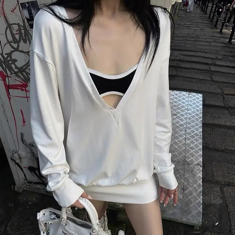 

Pure Color V-Ne Long Sve Wrap Dr Sexy Bodycon High Waist Polyester Fiber Busin Casual Home Wear Single Piece