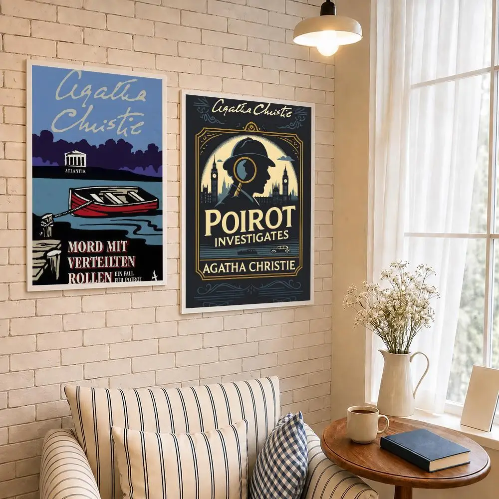 Author A-Agatha Christie Classic Mystery Poster PP Self-Adhesive Wall Decor for Bedroom,Living Room,Dorm,Bar Aesthetic Gift