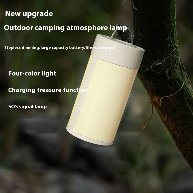 Portable White Red Camping Lantern 4 Level Brightness Hanging Tent Usb Rechargeable Emergency Flashlight