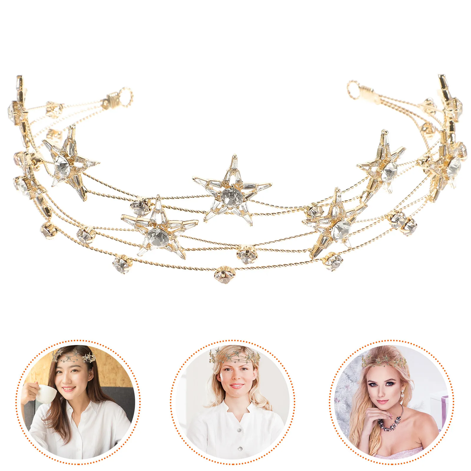 

Crystal Star Hairband Alloy Bridal Headpiece Suitable for Wedding Birthday Party Fashion Headband Alloy Headband