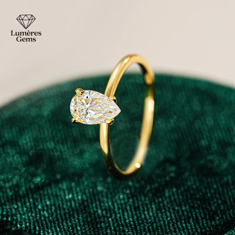 

Лучший продаваемый обручальный кольцо из 18-каратного желтого золота с морганитом в форме капли для пар - идеальный подарок для любимого человека