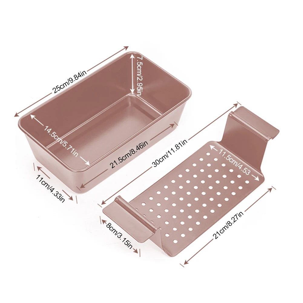 قالب الكعكة طلاء صحي صندوق نخب مستطيل مع صينية تصريف قابلة للفصل غير لاصقة قالب الكعكة مقلاة خبز أدوات الخبز
