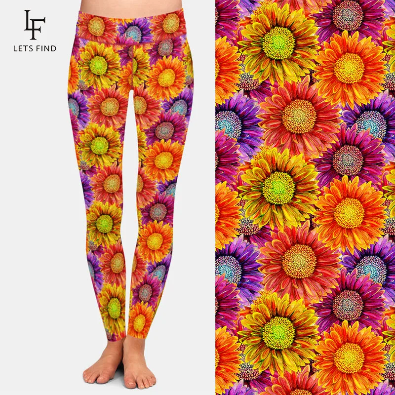 LETSFIND 2020 New 3D Watercolor Flower Digital Printing Workout Leggings High Waist Fitness Stretch Leggings