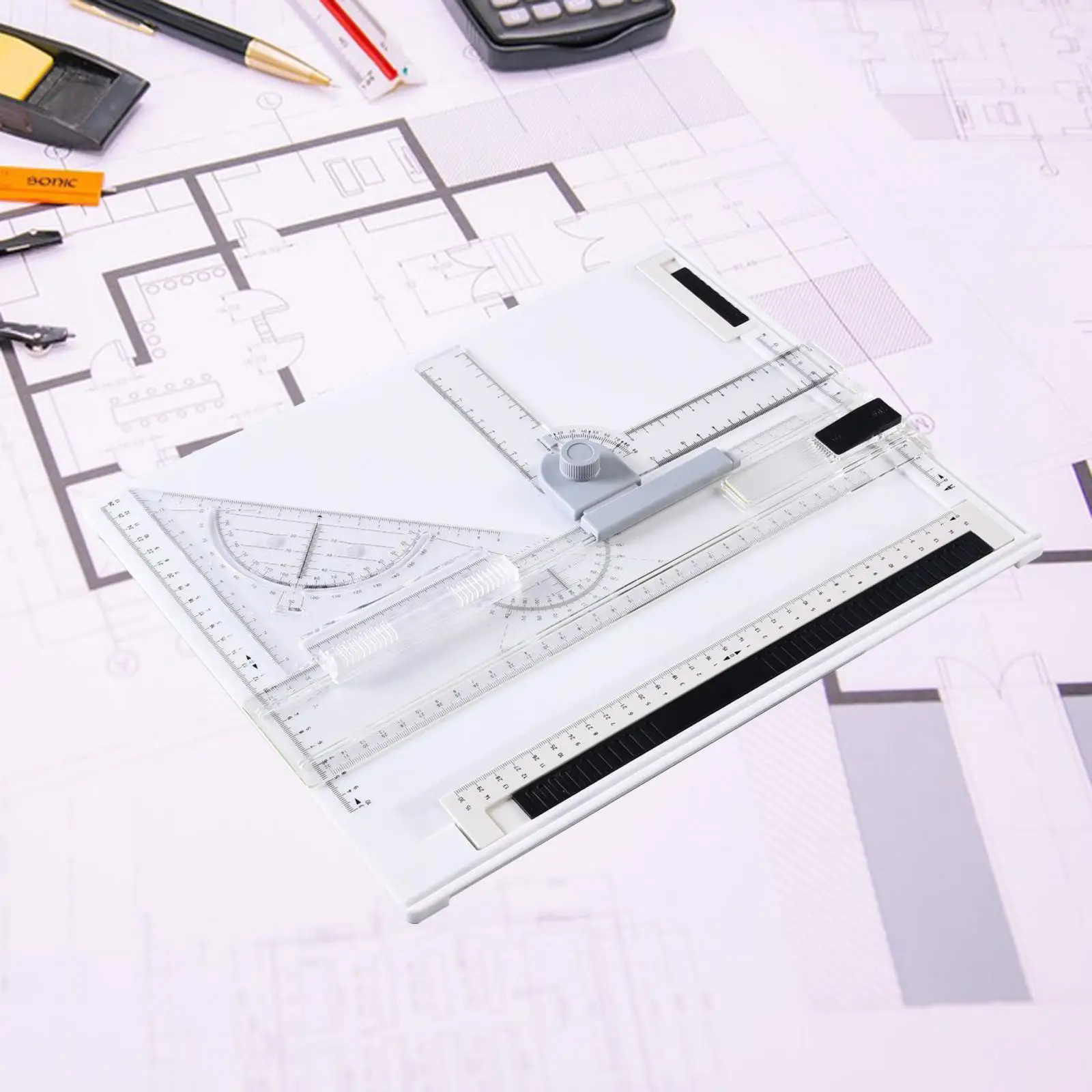 Tablero de dibujo de mesa de dibujo A4, juego de herramientas de dibujo, tablero de boceto arquitectónico gráfico con regla clara, movimiento paralelo