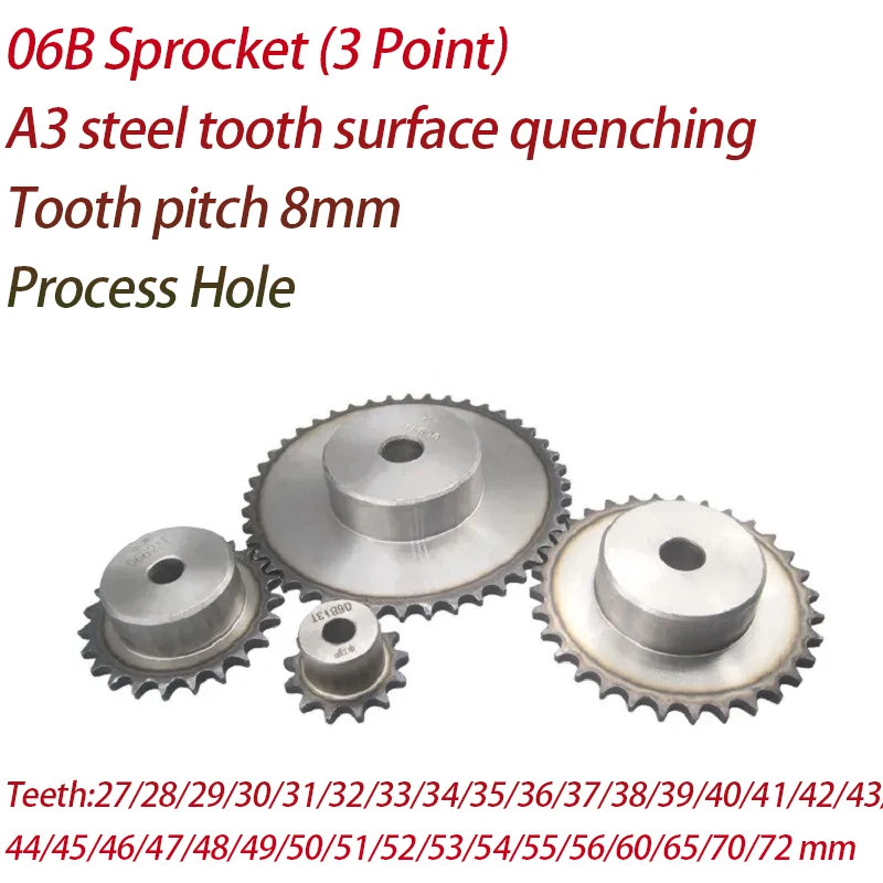 06B Sprocket 27/28/29/30/31/32/33/34/35/36/38/39/40/41-72 Teeth A3 Steel Industrial Drive Sprocket Mechanical Roller Sprocket