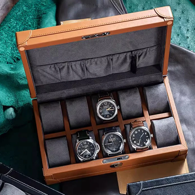 

Leather Watch Storage Box Luxury Business Organizer Box Wrist Mechanical Watches Accessories Watch Boxes Display Case with Lock